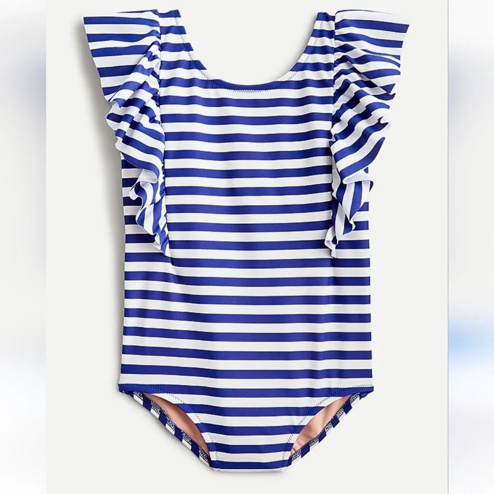 ⭐️ 5/$30 J. CREW size 4-5 blue striped swimsuit